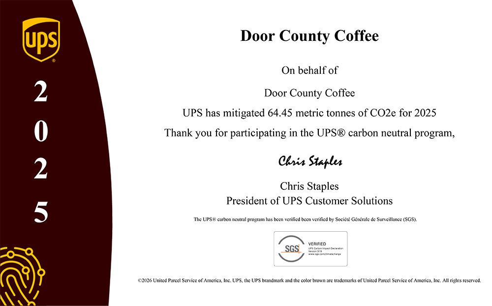 CN 2025 Certificate for Door County Coffee